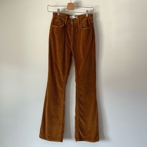 The Marianne High Rise flair in brown amber corduroy